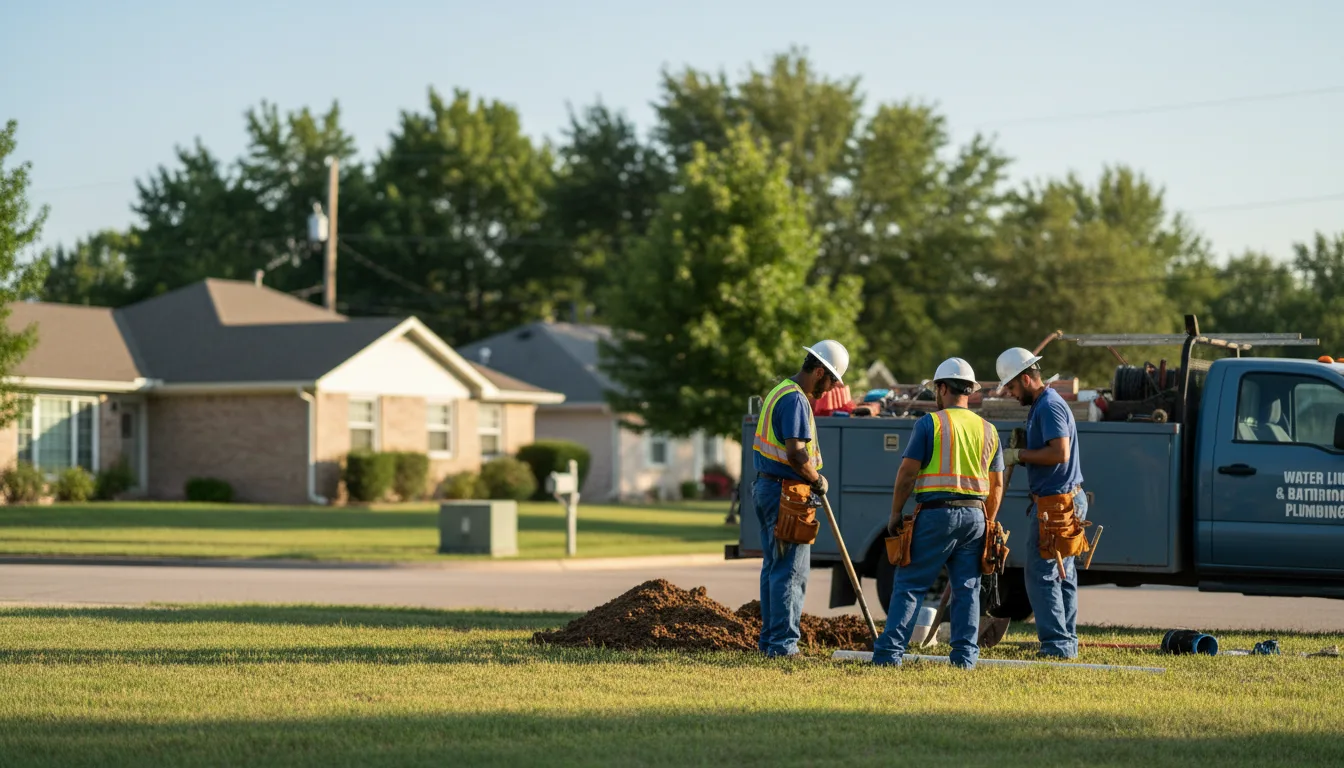 Residential water line and bathroom plumbing service in Ennis, TX
